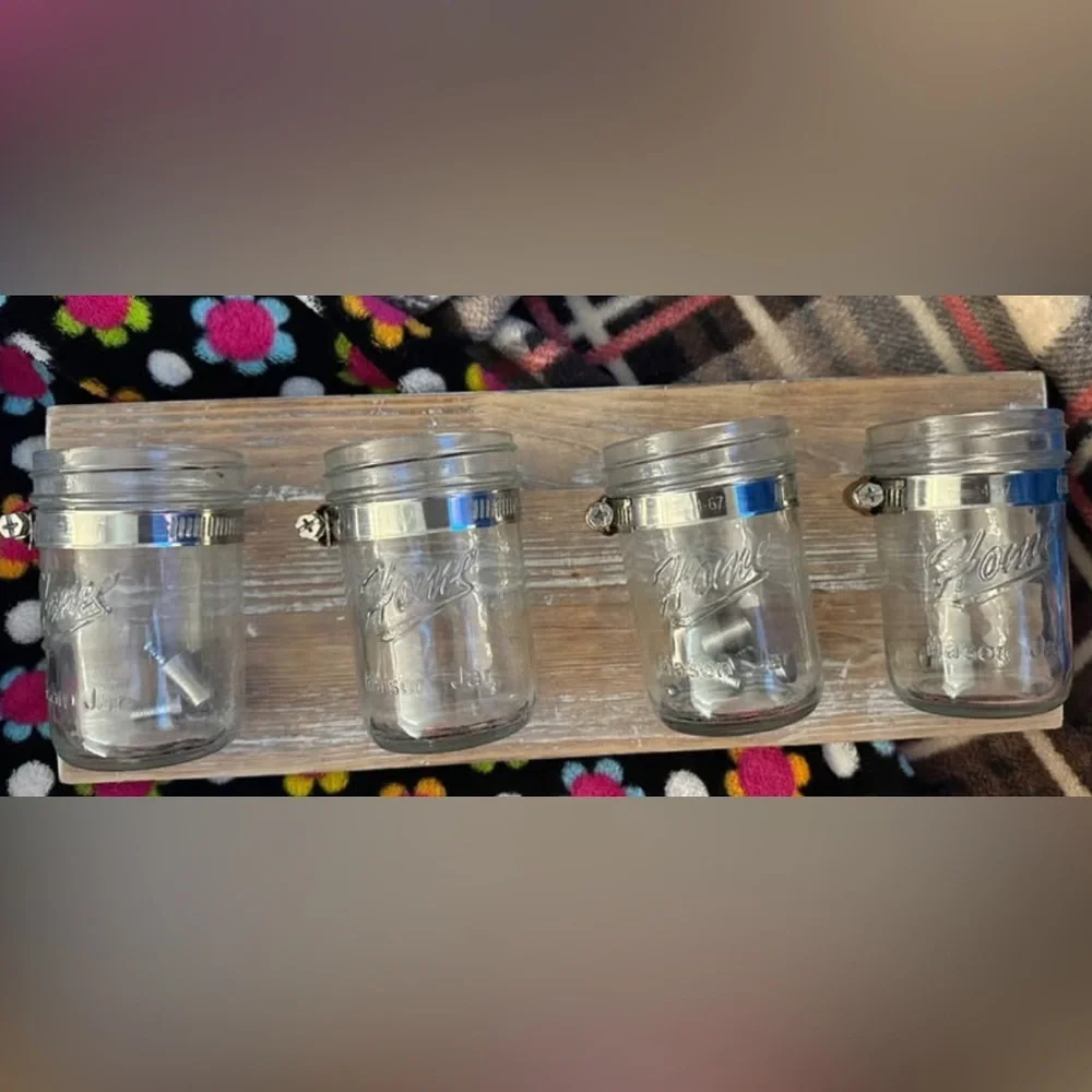 Mason Jar Organizer - Farmhouse Bathroom Decor Storage